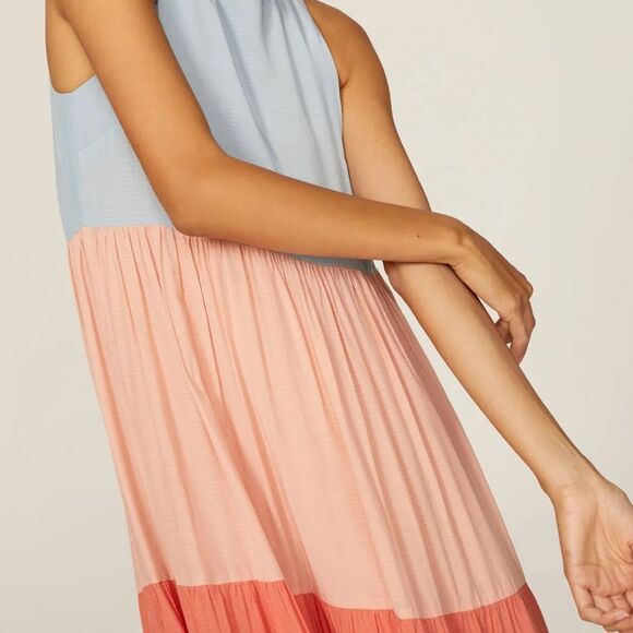 ESSENTIEL ANTWERP • Bente Colourblock Maxi Dress In Blood Orange - Picture 6 of 6